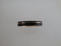 4mm HAMMERED Black Tungsten Carbide Unisex Band With Rose Gold* Stripe & Interior