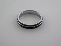 4mm BRUSHED Black Tungsten Carbide Unisex Band with Silver* Stripe & Interior