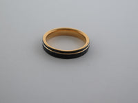 4mm HAMMERED Black Tungsten Carbide Unisex Band With Yellow Gold* Stripe & Interior
