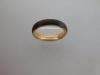 4mm BRUSHED Black Tungsten Carbide Unisex Band With Yellow Gold* Interior