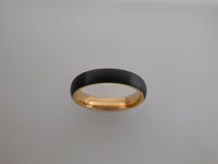 4mm BRUSHED Black Tungsten Carbide Unisex Band With Yellow Gold* Interior