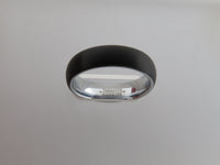 6mm BRUSHED Black Tungsten Carbide Unisex Band with Silver* Interior