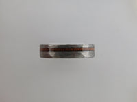6mm HAMMERED Silver* Tungsten Carbide Unisex Band with KOA Wood Stripe Inlay