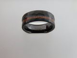 8mm HAMMERED Black Tungsten Carbide Unisex Band with KOA Wood Stripe Inlay