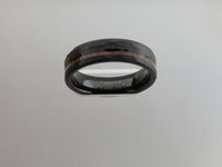 6mm HAMMERED Black Tungsten Carbide Unisex Band with KOA Wood Stripe Inlay