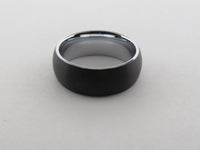 8mm BRUSHED Black* Tungsten Carbide Unisex Band with Silver* Interior