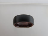 8mm BRUSHED Black Tungsten Carbide Unisex Band With KOA Wood Interior