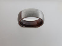 8mm BRUSHED Silver* Tungsten Carbide Unisex Band With KOA Wood Interior