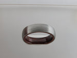 6mm BRUSHED Silver* Tungsten Carbide Unisex Band With KOA Wood Interior