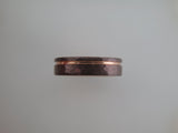 6mm HAMMERED Mocha Brown Tungsten Carbide Unisex Band With Rose Gold* Stripe and Interior