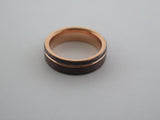6mm HAMMERED Mocha Brown Tungsten Carbide Unisex Band With Rose Gold* Stripe and Interior
