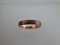 4mm HAMMERED Mocha Brown Tungsten Carbide Unisex Band With Rose Gold* Stripe & Interior