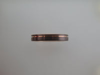 4mm Brushed Mocha Brown Tungsten Carbide Unisex Band With Rose Gold* Stripe & Interior