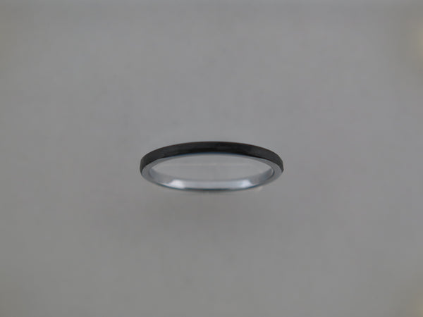 2mm HAMMERED Black Tungsten Carbide Unisex Band with Silver* Interior