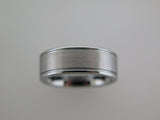 8mm BRUSHED Silver* Tungsten Carbide Unisex Band with High Polished Side Walls