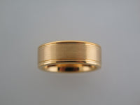 8mm BRUSHED Yellow Gold* Tungsten Carbide Unisex Band with Polished Side Walls