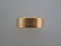 8mm BRUSHED Yellow Gold* Tungsten Carbide Unisex Band with Polished Side Walls
