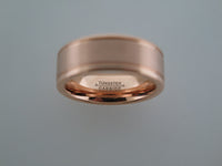 8mm BRUSHED Rose Gold* Tungsten Carbide Unisex Band with High Polished Side Walls