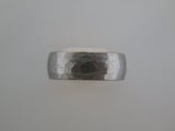 8mm HAMMERED Silver* Tungsten Carbide Unisex Band With Yellow Gold* Interior