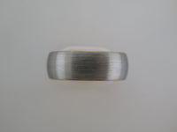8mm BRUSHED Silver* Tungsten Carbide Unisex Band with Yellow Gold* Interior