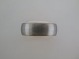 8mm BRUSHED Silver* Tungsten Carbide Unisex Band with Yellow Gold* Interior