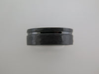 8mm HAMMERED Black Tungsten Carbide Unisex Band With Stripe