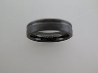 6mm HAMMERED Black* Tungsten Carbide Unisex Band With Stripe