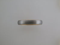 4mm BRUSHED Silver* Tungsten Carbide Unisex Band with Yellow Gold* Interior