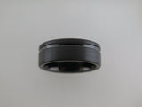 8mm BRUSHED Black Tungsten Carbide Unisex Band With Stripe