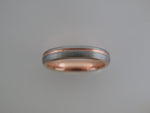 4mm ROUNDED BRUSHED Silver* Tungsten Carbide Unisex Band with Rose Gold* Stripe & Interior