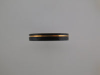 4mm HAMMERED Black* Tungsten Carbide Unisex Band with Yellow Gold* Stripe