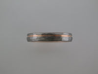 4mm Hammered Silver* Tungsten Carbide Unisex Band with Rose Gold* Stripe & Interior