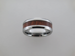 8mm POLISHED Silver* Tungsten Carbide Unisex Band with Koa Wood Inlay