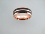 8mm BRUSHED Black and Rose Gold* Tungsten Carbide Unisex Band with Rose Gold* Interior