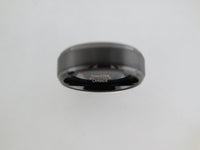 8mm Black BEVELED EDGE Brushed Tungsten Carbide Unisex Band with Black* Interior