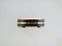 8mm BRUSHED Black* and Yellow Gold* Tungsten Carbide Unisex Band with Yellow Gold* Interior