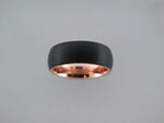 8mm BRUSHED Black Tungsten Carbide Unisex Band With Rose Gold* Interior