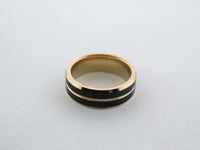 8mm BRUSHED Black* and Yellow Gold* Tungsten Carbide Unisex Band with Yellow Gold* Interior