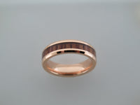 6mm POLISHED Rose Gold* Tungsten Carbide Unisex Band with KOA Wood Inlay