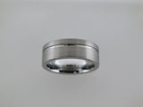 8mm BRUSHED Silver* Tungsten Carbide Unisex Band With Stripe