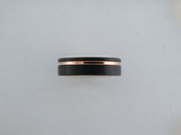 6mm BRUSHED Black Tungsten Carbide Unisex Band With Yellow Gold* Stripe & Interior