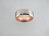 8mm BRUSHED Silver* Tungsten Carbide Unisex Band with Rose Gold* Sides & Interior