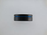 8mm BRUSHED Black Tungsten Carbide Unsex Band with Blue Stripe & Interior