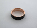 6mm BRUSHED Black Tungsten Carbide Unisex Band With Rose Gold* Interior