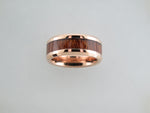 8mm POLISHED Rose Gold* Tungsten Carbide Unisex Band with KOA Wood Inlay