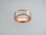 8mm Two-Tone BRUSHED Silver* & Rose Gold* Tungsten Carbide Unisex Band with Rose Gold* Stripe & Interior