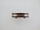 8mm BRUSHED Black* and Rose Gold* Tungsten Carbide Unisex Band with Black Interior