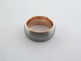 8mm BRUSHED Silver* Tungsten Carbide Unisex Band With Rose Gold* Interior