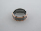 8mm BRUSHED Silver* Tungsten Carbide Unisex Band with Rose Gold* Sides