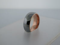 8mm POLISHED Silver* Tungsten Carbide Unisex Band with Rose Gold* Interior